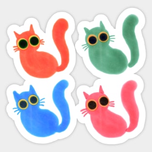 These Four Cats Stare At Everything Sticker